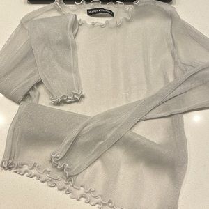 Brandy Melville Sheer Glitter top in white and silver
